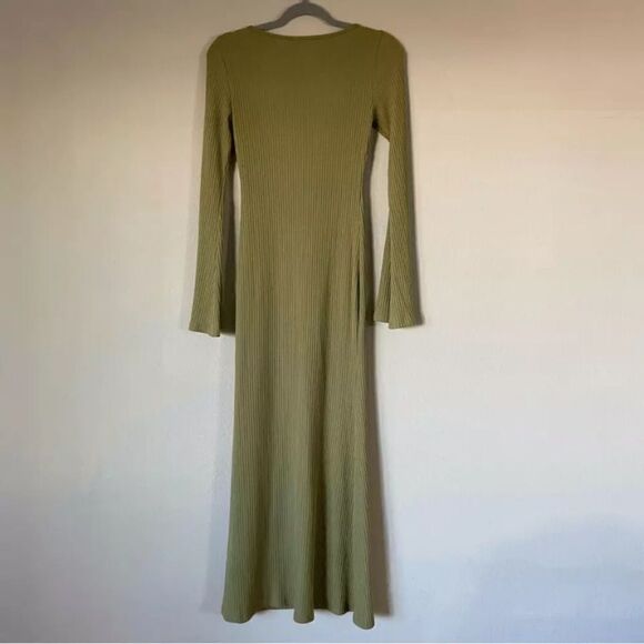 NWT Reformation Wrenley Knit Midi Green Sweater Dress Bodycon Size S - Picture 7 of 8